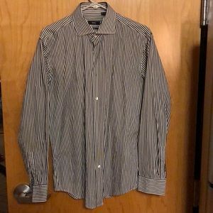 Hugo Boss white and black slim pinstripe shirt